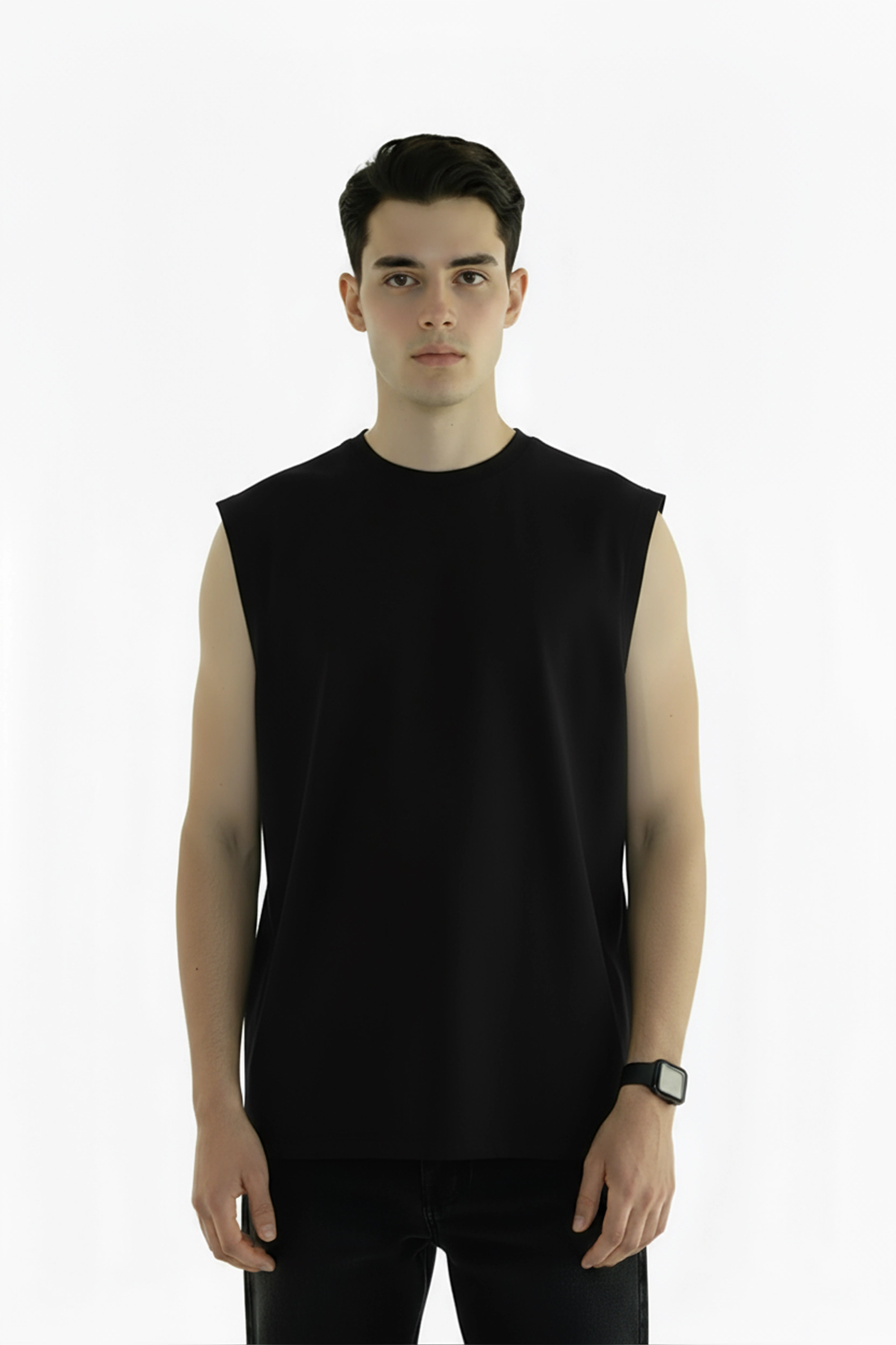 TANK TOP BLACK 250 GSM OVERSIZE